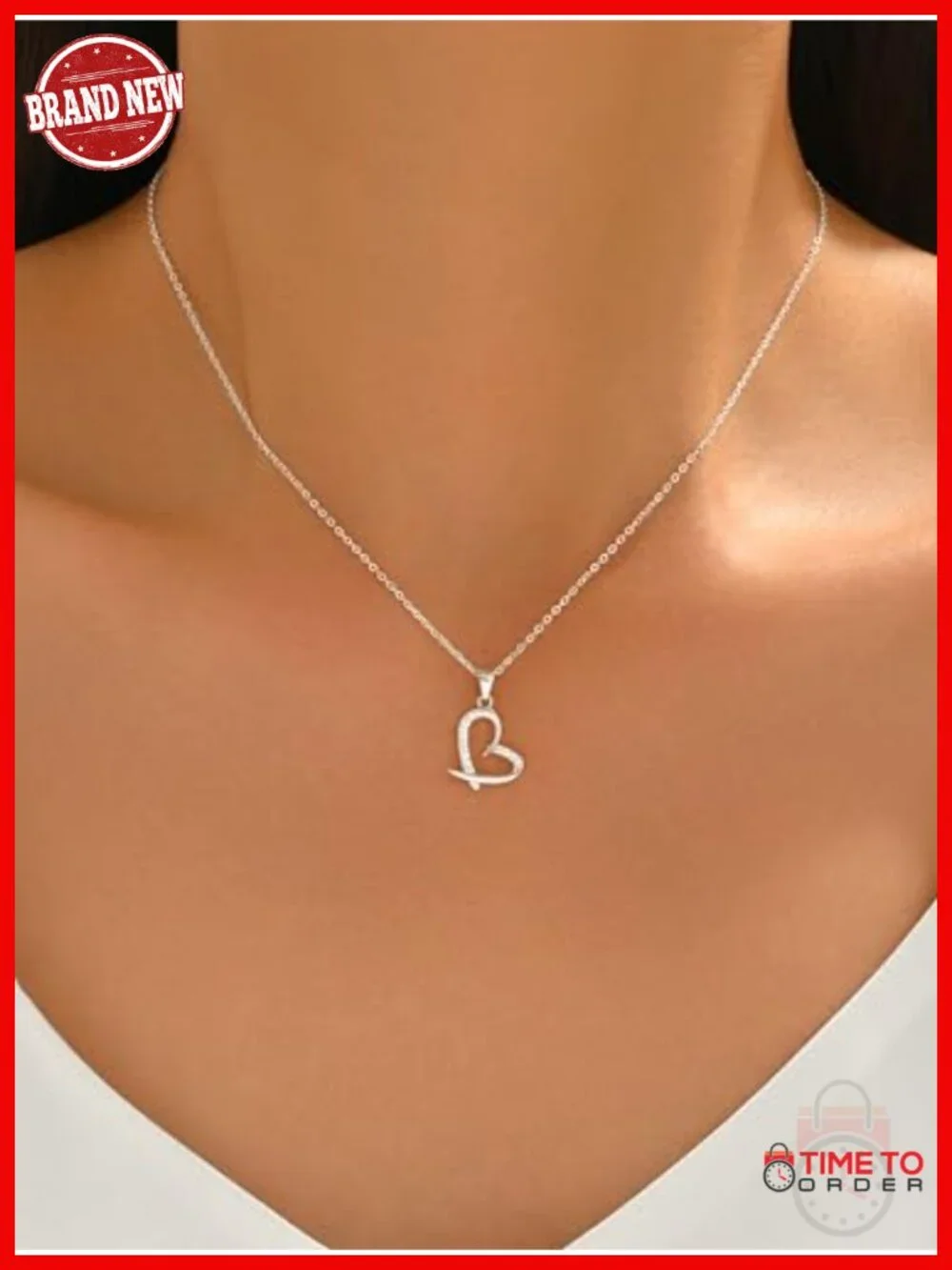 925 Sterling Silver 14K Gold Plated Heart Necklace Adjustable Chain_2